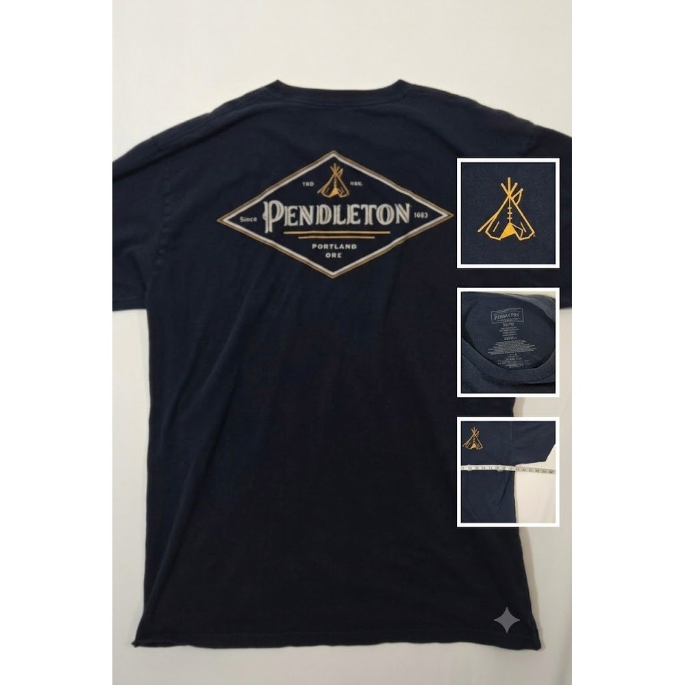 Pendleton T Shirt Mens XL Blue Graphic Tee Teepee Portland Oregon Short Sleeve